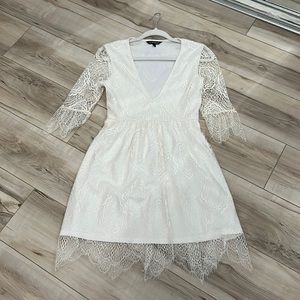 EXPRESS • White/Ivory Lace Overlay Dress